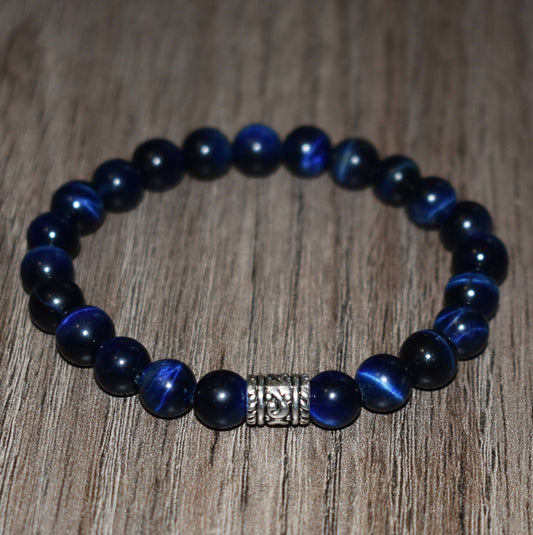8mm Genuine Blue Tiger Eye Bracelet