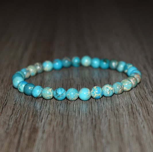 6mm Turquoise Sea Sediment Jasper Bracelet