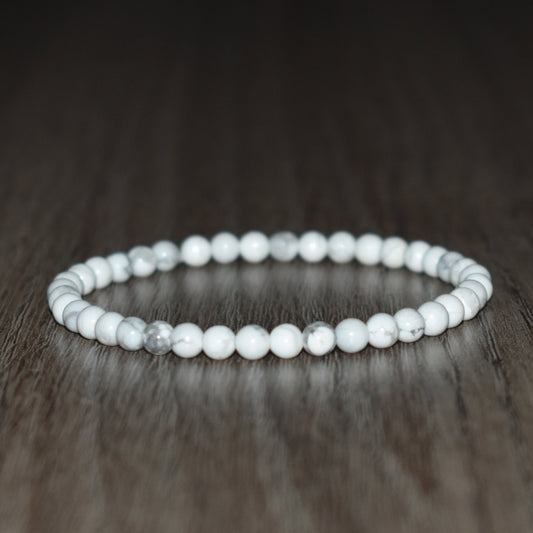 4mm White Howlite Bracelet for Men Women