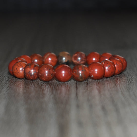 10mm Red Brecciated Jasper Bracelet