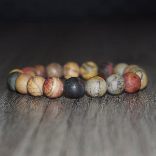 10mm Matte Picasso Jasper Bracelet