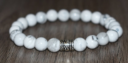 8mm Natural White Howlite Bracelet