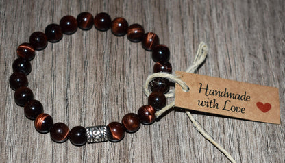 8mm Red Tiger Eye Bracelet for Men and Women