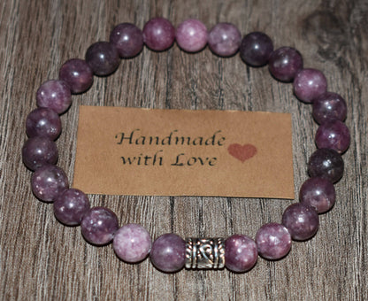 8mm Natural Lepidolite Bracelet for Women and Men Bracelet