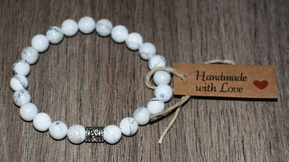 8mm Natural White Howlite Bracelet