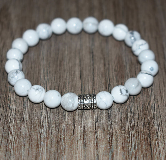 8mm Natural White Howlite Bracelet