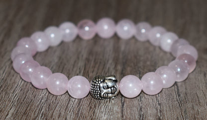 8mm Natural Rose Quartz Bracelet for Women Buddha Bracelet