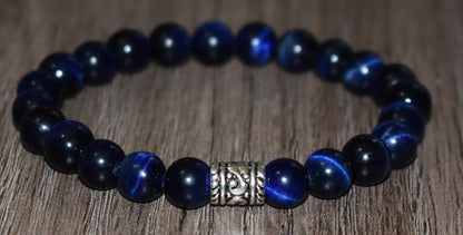 8mm Genuine Blue Tiger Eye Bracelet
