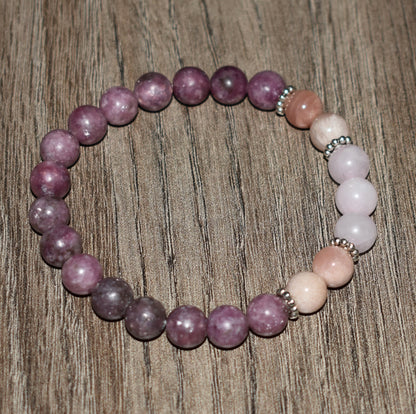 Peach Moonstone & Rose Quartz Bracelet