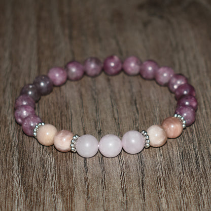 Peach Moonstone & Rose Quartz Bracelet