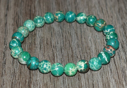 8mm Green Sea Sediment Jasper Bracelet