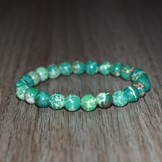 8mm Green Sea Sediment Jasper Bracelet