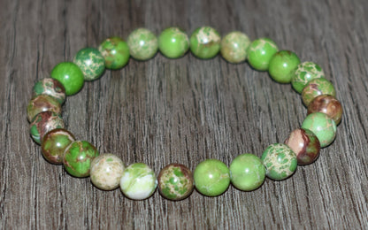8mm Lime Sea Sediment Jasper Bracelet