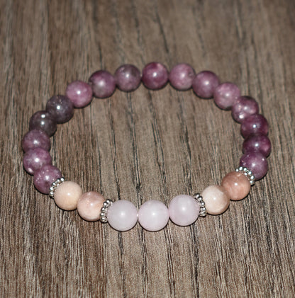Peach Moonstone & Rose Quartz Bracelet