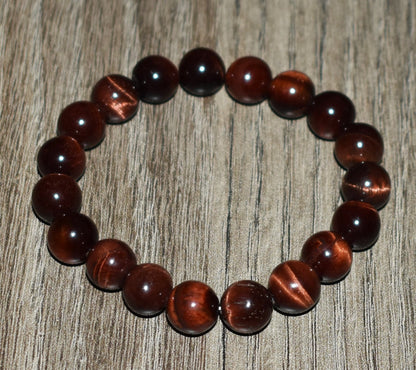 10mm Red Tiger Eye Bracelet