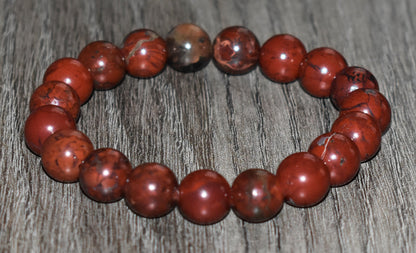 10mm Red Brecciated Jasper Bracelet