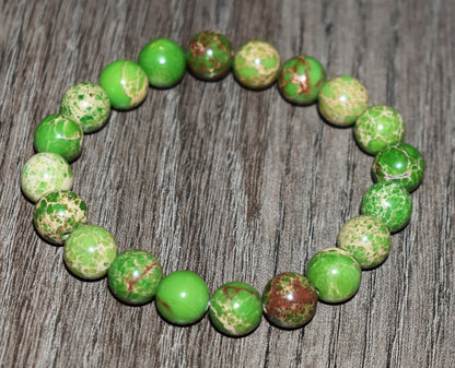 10mm Lime Sea Sediment Jasper Bracelet