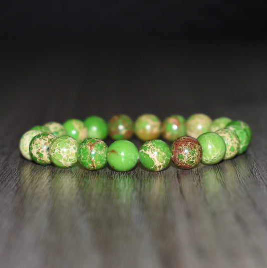 10mm Lime Sea Sediment Jasper Bracelet