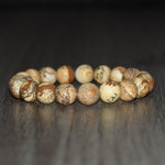 10mm Matte Picture Jasper Bracelet for Men