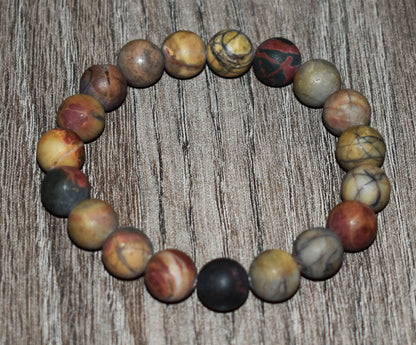10mm Matte Picasso Jasper Bracelet