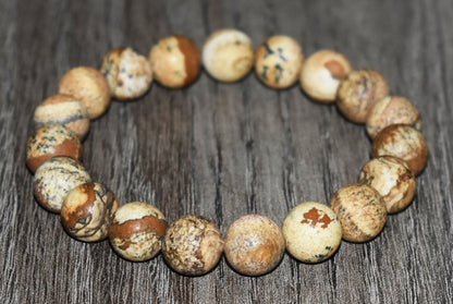 10mm Matte Picture Jasper Bracelet for Men