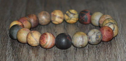 10mm Matte Picasso Jasper Bracelet