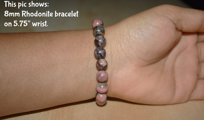 8mm Rhodonite Bracelet for Men