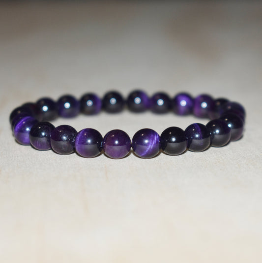 8mm Purple Tiger Eye Bracelet