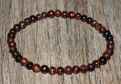 4mm Red Tiger Eye Bracelet for Women and Men