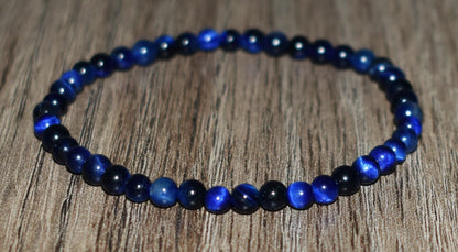 4mm Blue Tiger Eye Bracelet