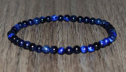 4mm Blue Tiger Eye Bracelet