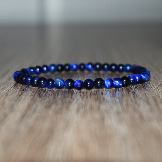 4mm Blue Tiger Eye Bracelet