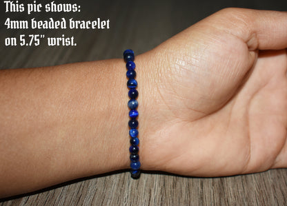 4mm Blue Tiger Eye Bracelet