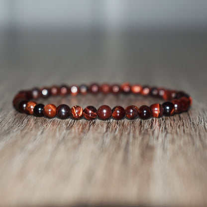 4mm Red Tiger Eye Bracelet for Women and Men
