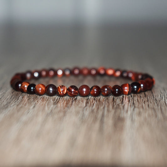4mm Red Tiger Eye Bracelet for Women and Men