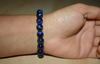 8mm Blue Tiger Eye Bracelet