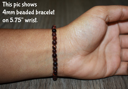 4mm Red Tiger Eye Bracelet for Women and Men