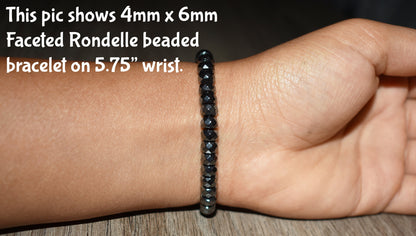 6mm Faceted Rondelle Hematite Bracelet for Men Women