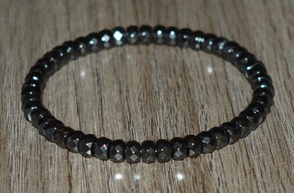6mm Faceted Rondelle Hematite Bracelet for Men Women