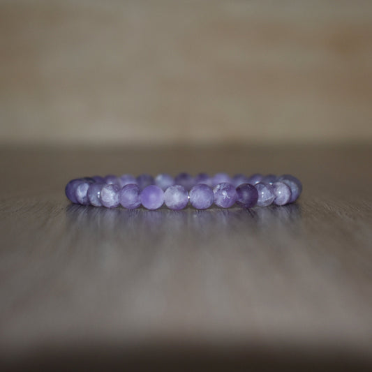 6mm Matte Amethyst February Birthstone Bracelet for Men and Women