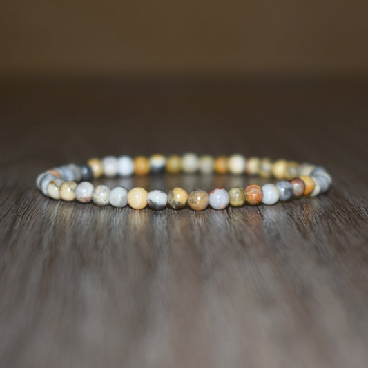 4mm Bamboo Leaf Agate Bracelet for Women and Men