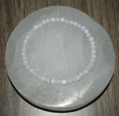 4mm White Moonstone Bracelet