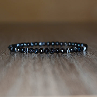 4mm Striped Black Onyx Bracelet for Men