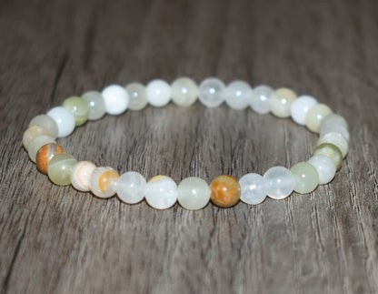 6mm White Lace Jade Bracelet