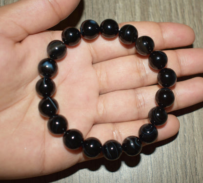 10mm Striped Black Onyx Bracelet for Men
