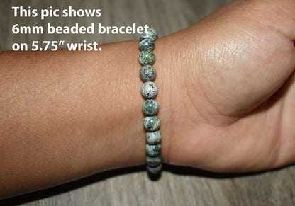 6mm Green Zebra Jasper Bracelet