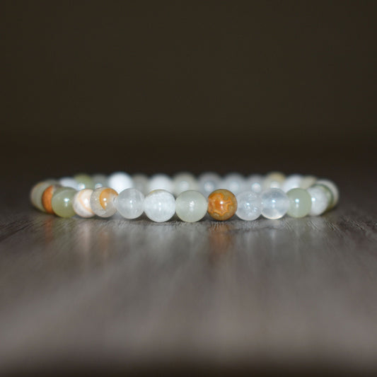 6mm White Lace Jade Bracelet