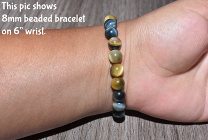 8mm Mixed Tiger Eye Bracelet for Men and Women