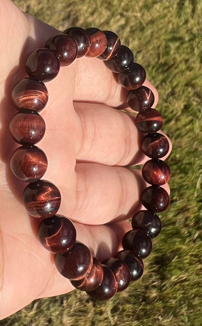 8mm Red Tiger Eye Bracelet