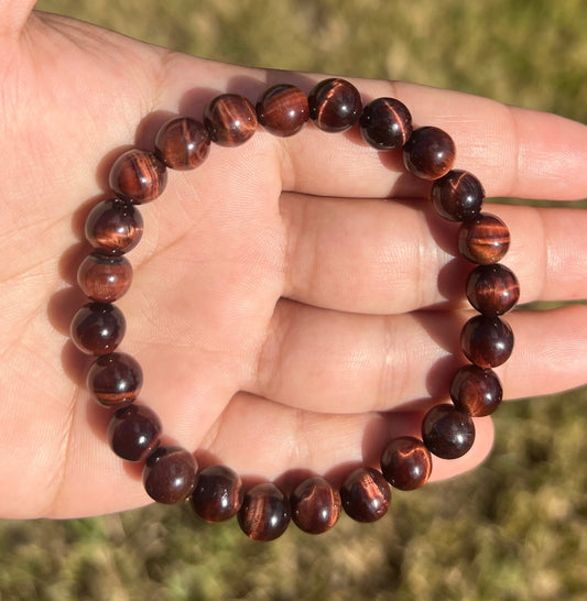 8mm Red Tiger Eye Bracelet